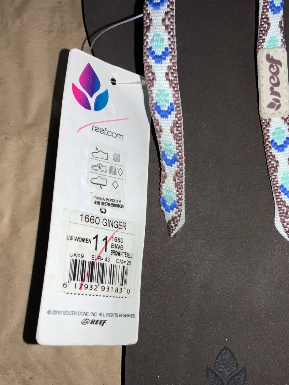 Reef Ginger Drift thongs sandals flip flops Sz 11 New